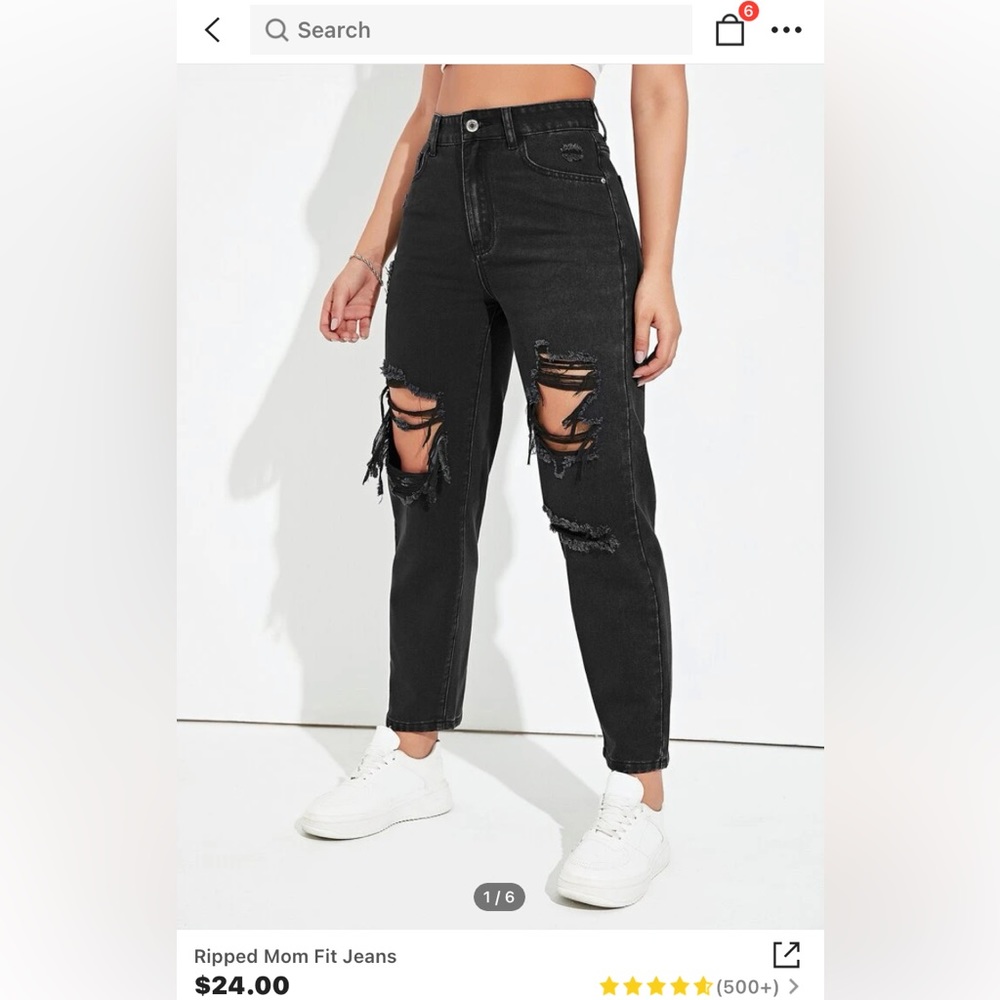 Size small black ripped- mom jeans.
